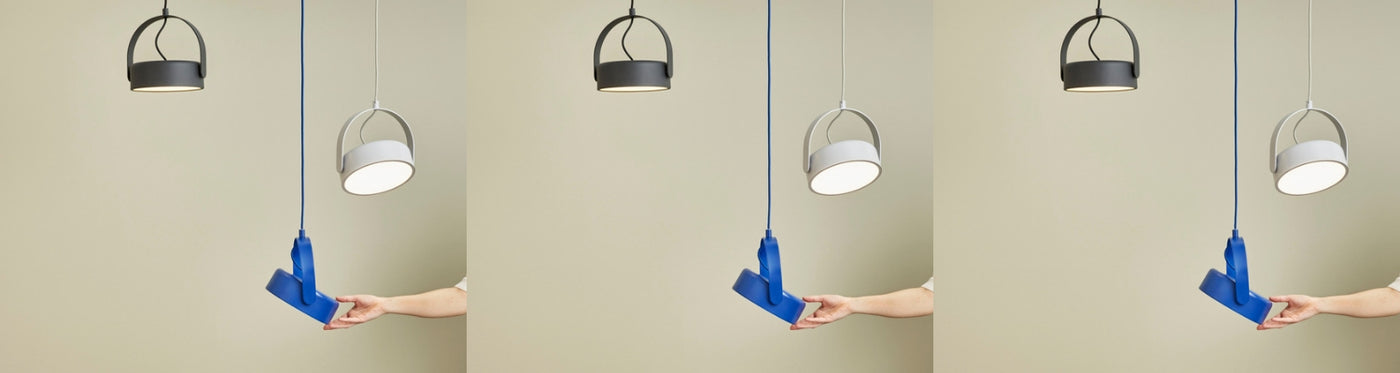 pendant lights and a blue lamp