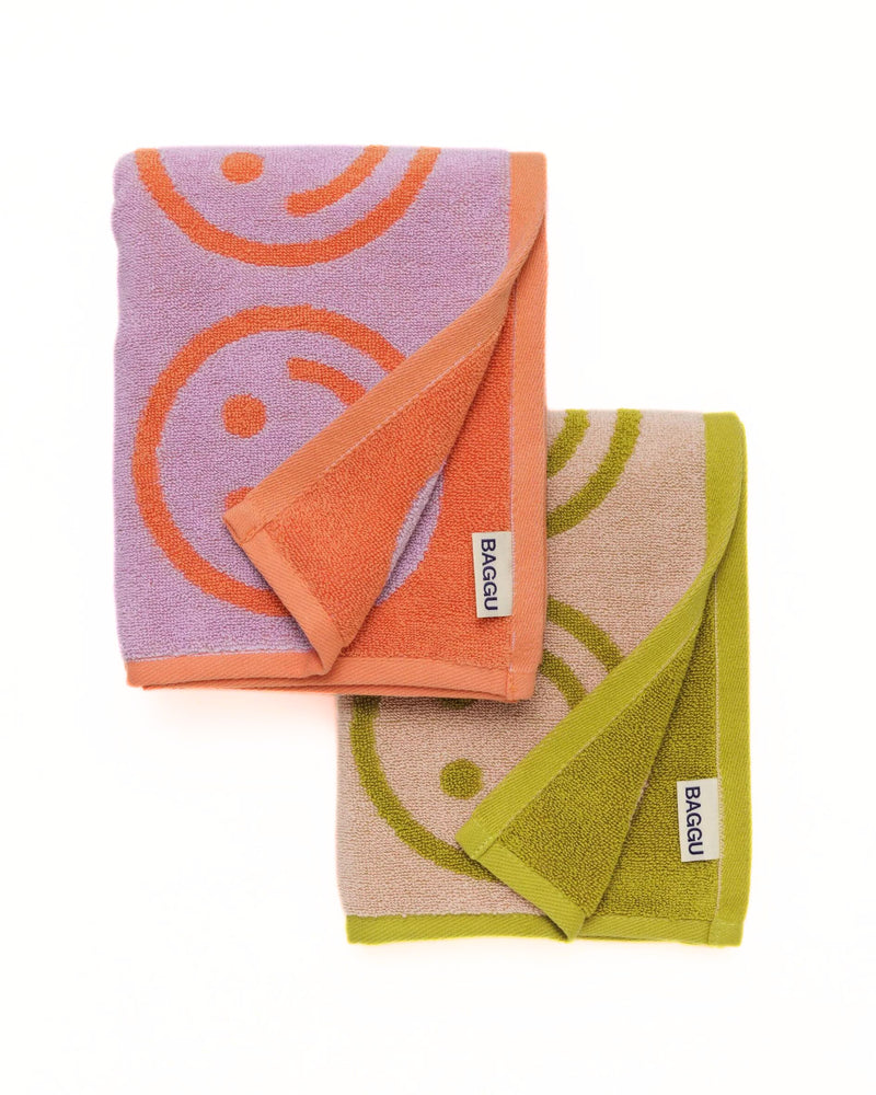 Lilac Ochre Happy Mix Hand Towel - Set of 2