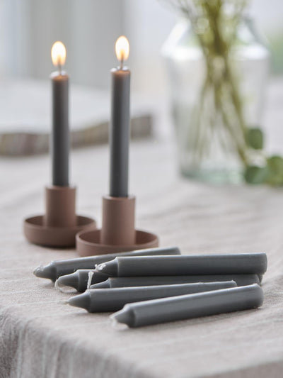 Grey Short Tapered Candles - Set of 10