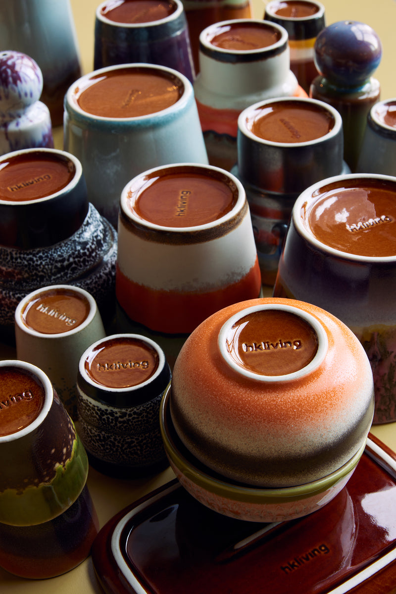 70s Ceramics Handleless Coffee Mug - Elements Set of 6