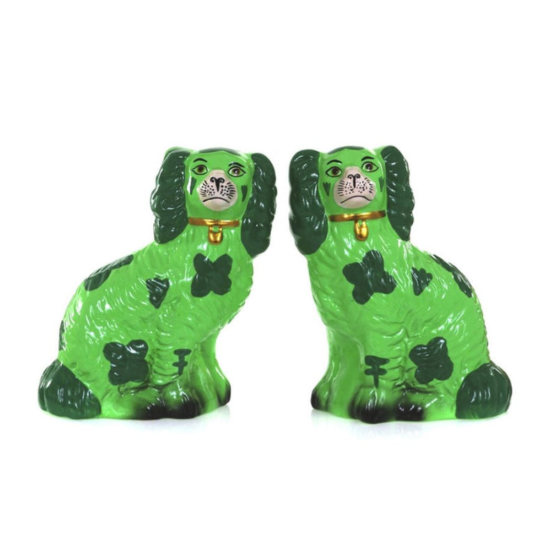 Neon Green Staffordshire Dogs - Set of 2