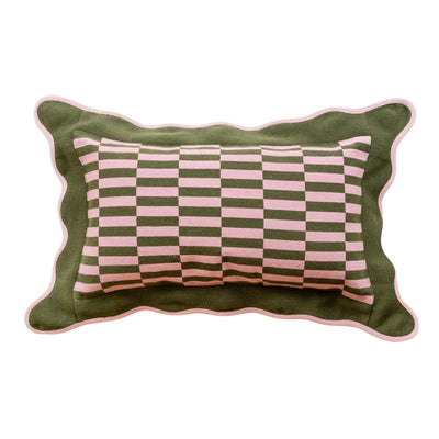 Olive Checkerboard Cushion Cover