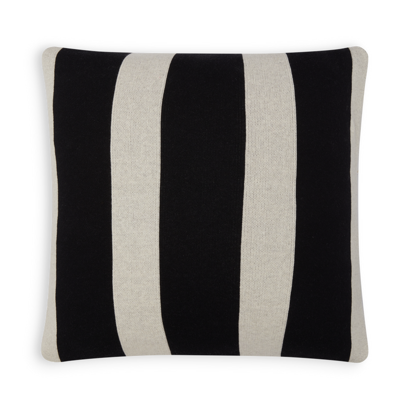 Stripe Knit Cushion Cover - Black & Ivory