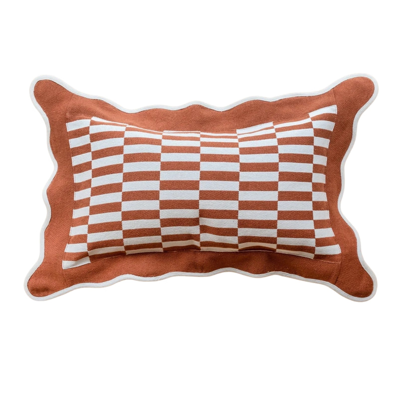 Rust Checkerboard Cushion Cover