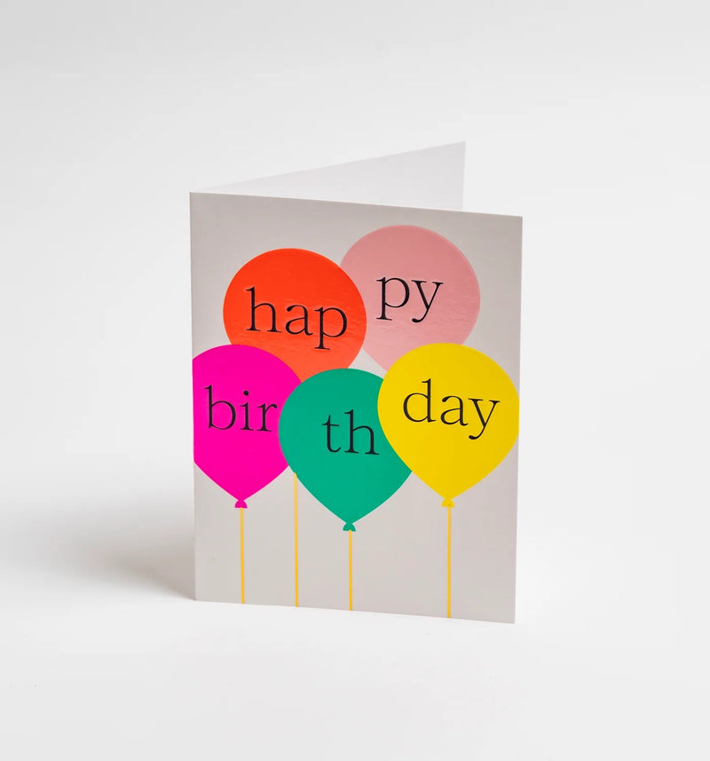 Happy Birthday Neon Balloons Mini Card