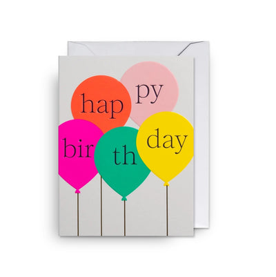 Happy Birthday Neon Balloons Mini Card