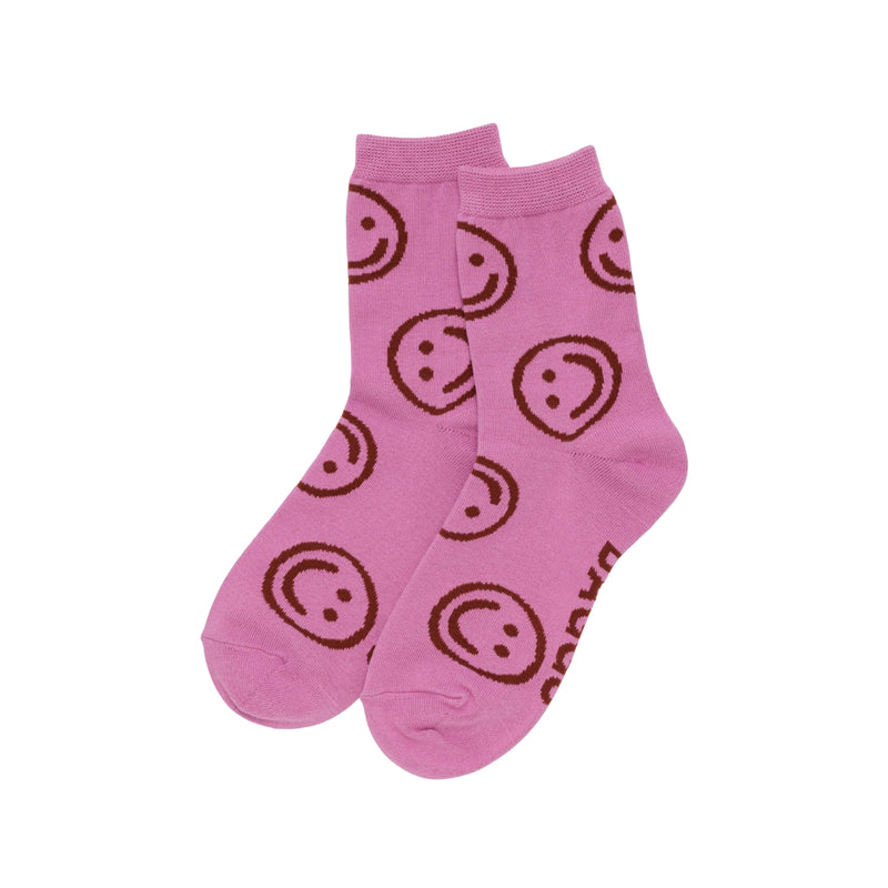 Pink Happy Crew Sock