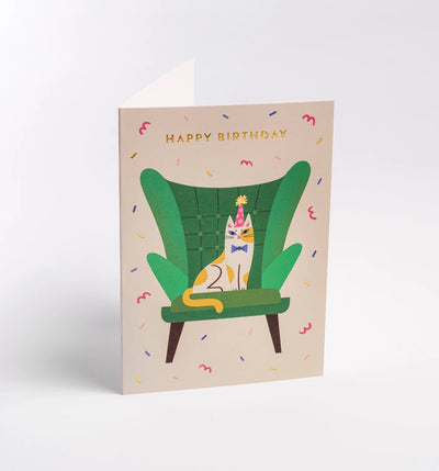 Birthday Chill Sitting Kitty Greeting Card