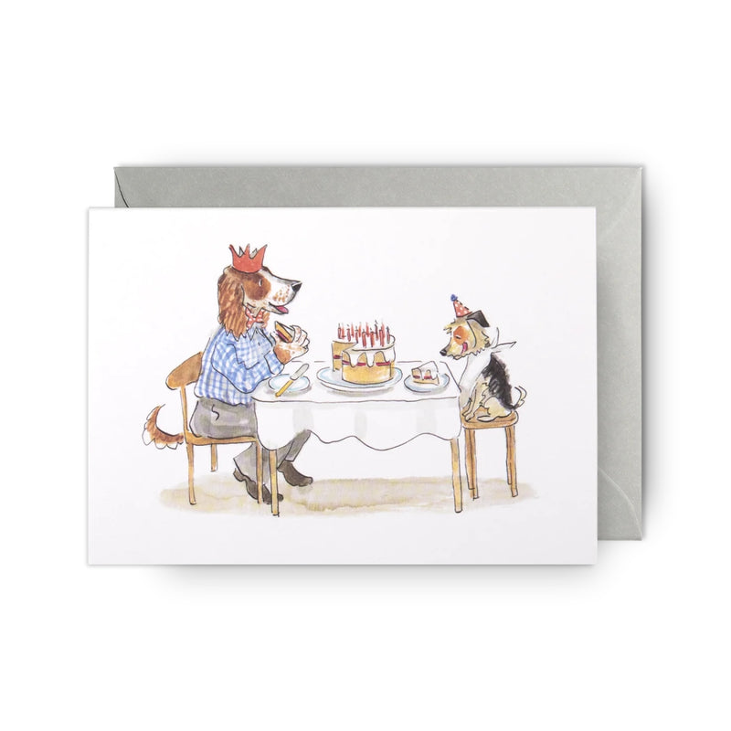 Birthday Cake Illustrated Dog Greeting Card