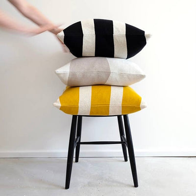 Stripe Knit Cushion Cover - Citrus & Ivory
