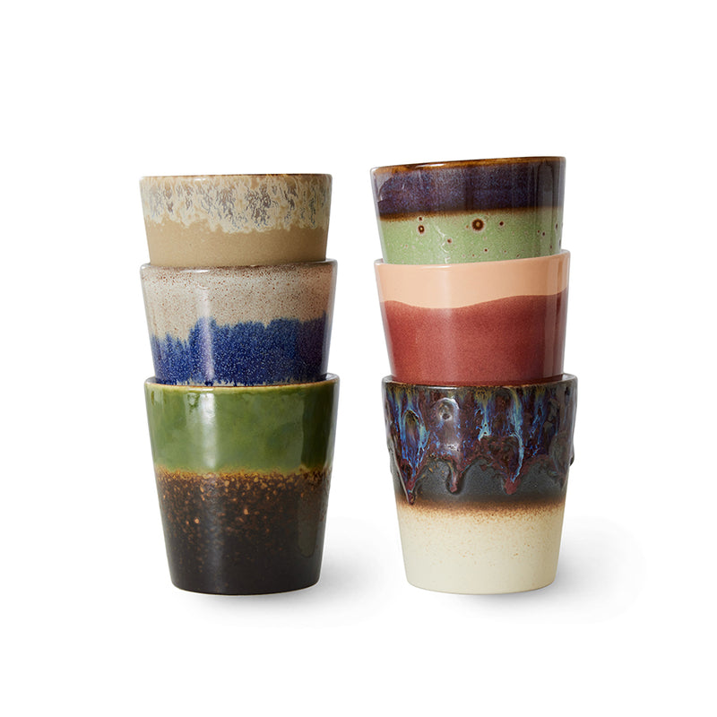 70s Ceramics Handleless Coffee Mug - Grounding Set of 6