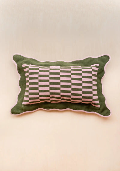 Olive Checkerboard Cushion Cover