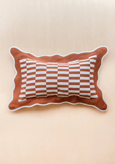 Rust Checkerboard Cushion Cover