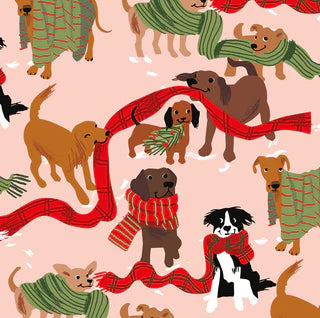 Dogs in Scarves Christmas Gift Wrap