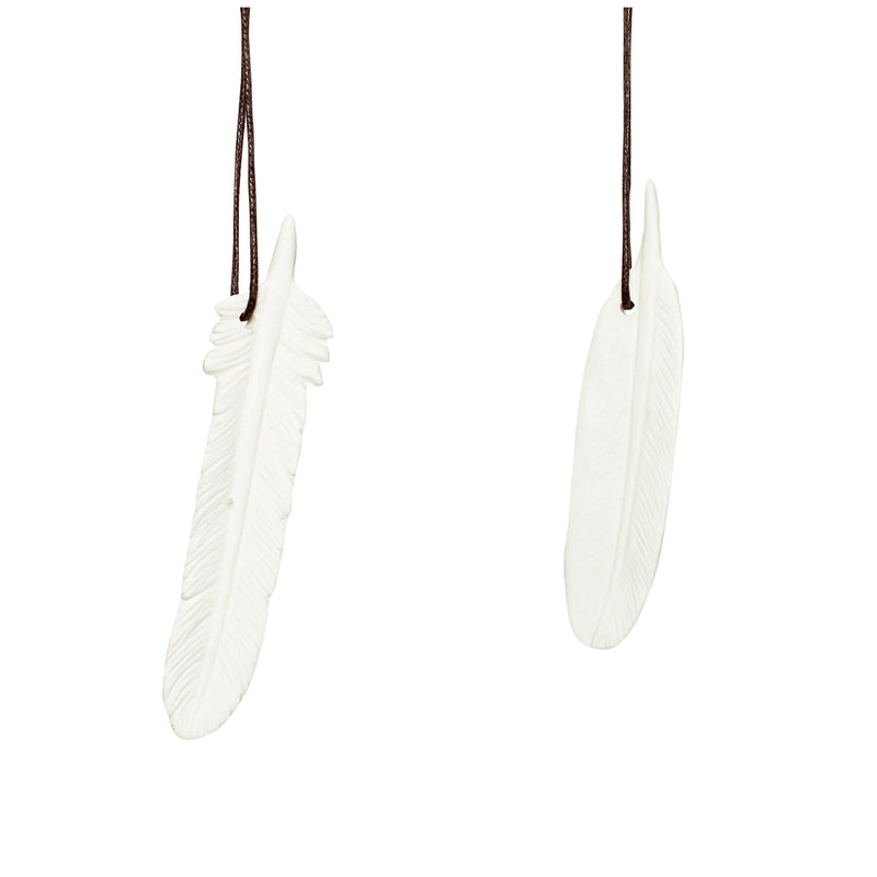Hubsch White Porcelain Feather Ornament - Set of 4 £6