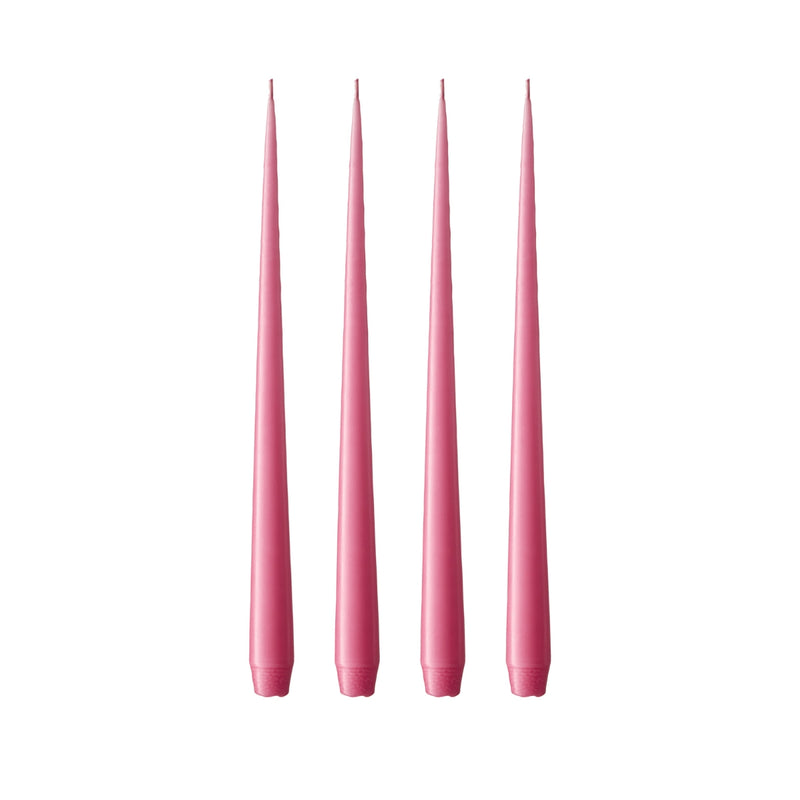 Clear Pink Tapered Candles - Set of 4