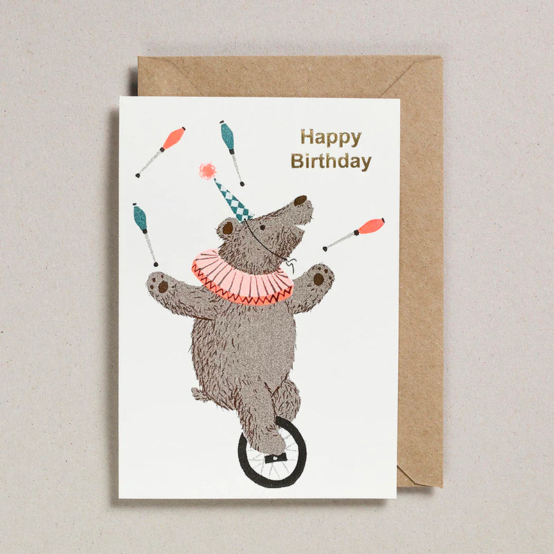 Petra Boase Happy Birthday Bear Riso Card £3.5