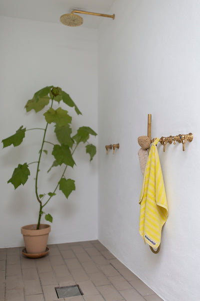 Bongusta Naram Bath Towel - Pristine & Neon Yellow £44