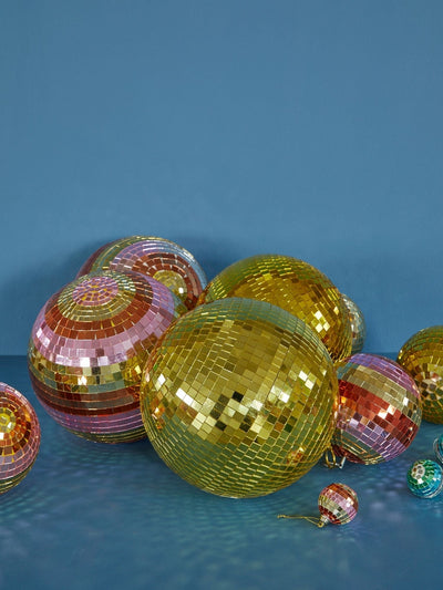 Pink & Gold Stripe Disco Ball - Small