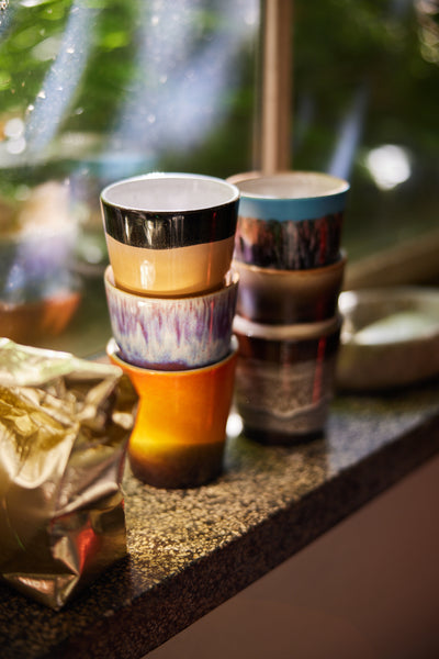 70s Ceramics Handleless Coffee Mug - Stellar Set of 6