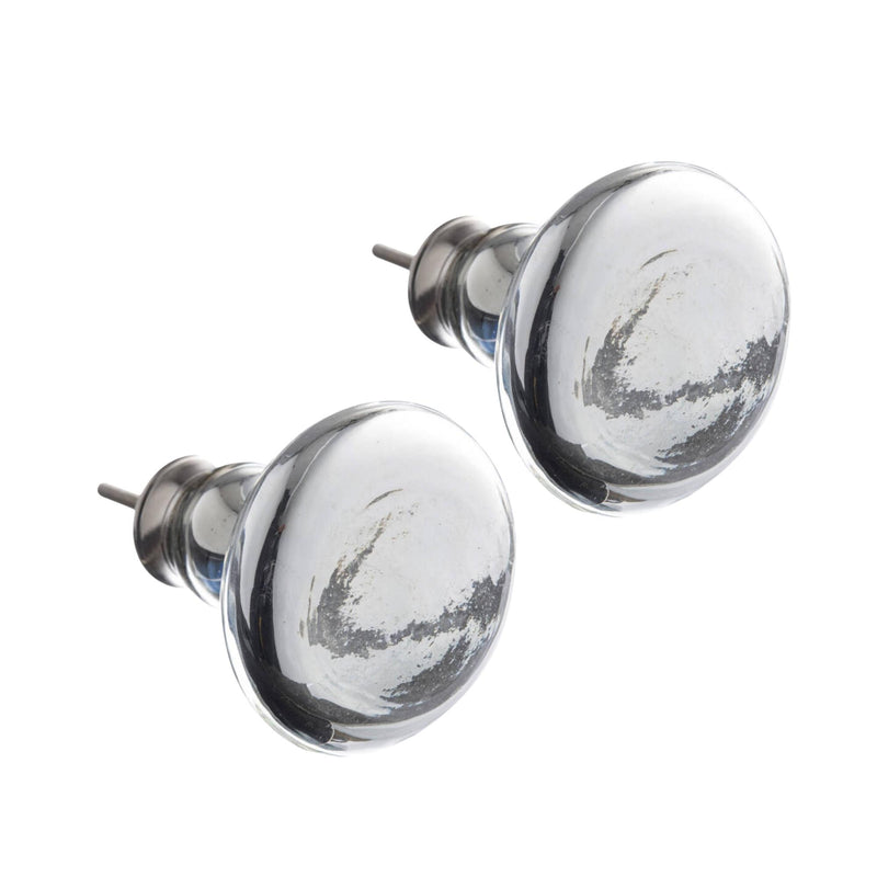 Silver Mirrored Doorknobs - Set of 2